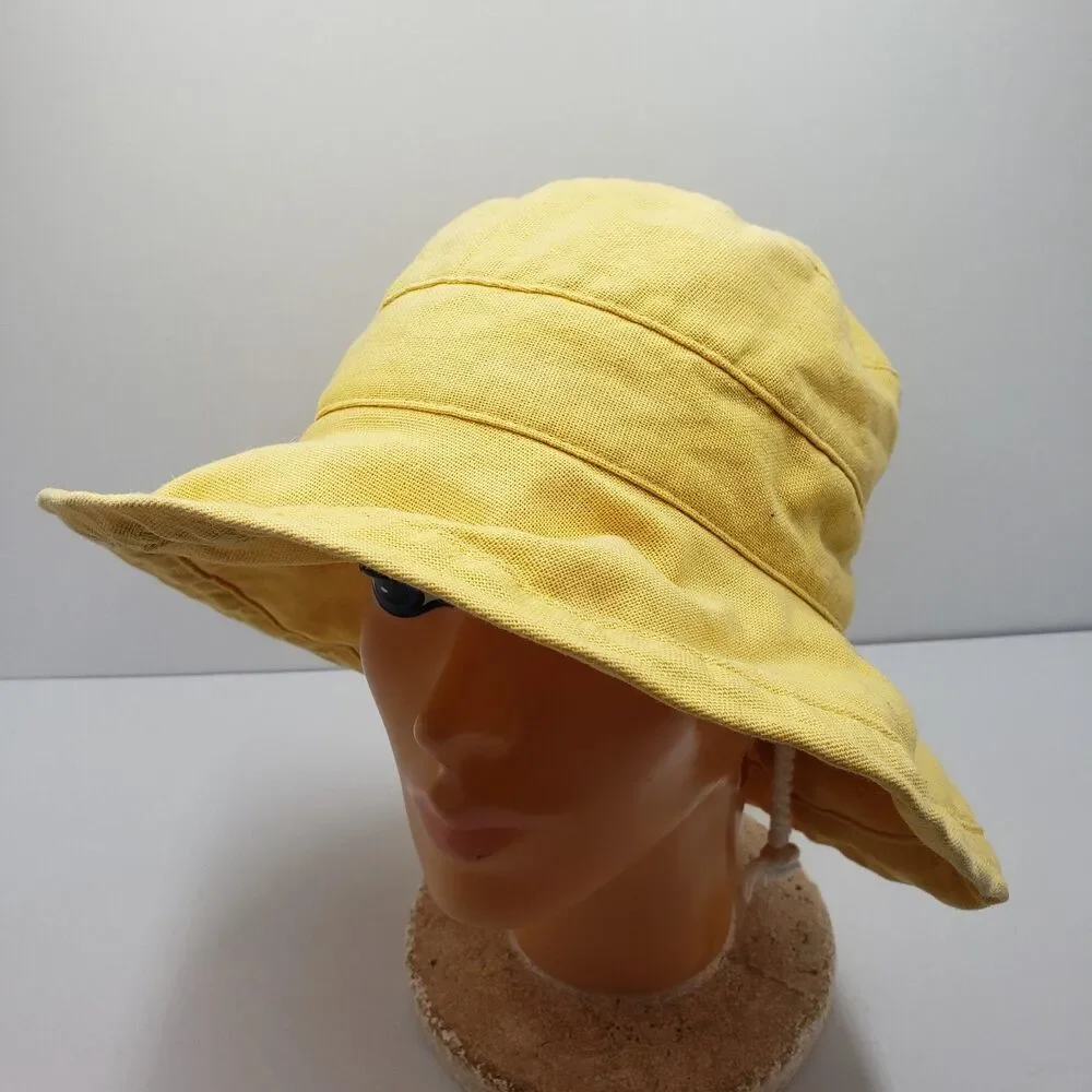 SCALA Collezione Hat OS One Size Cotton Canvas Mustard Yellow Bucket Sun Beach